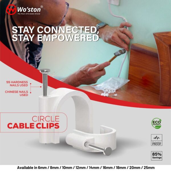 Wo'ston Cable Clips | Nail Clips | P-Clips