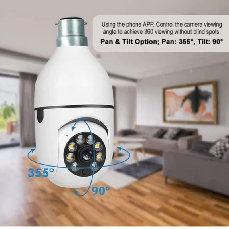 Woston MOBO 12 4MP Smart Wi-Fi Bulb Camera | 360° Panoramic Wireless Security Camera with Two-Way Audio 3 Woston Bulb camera mobo 12 ws-wblc-31 2