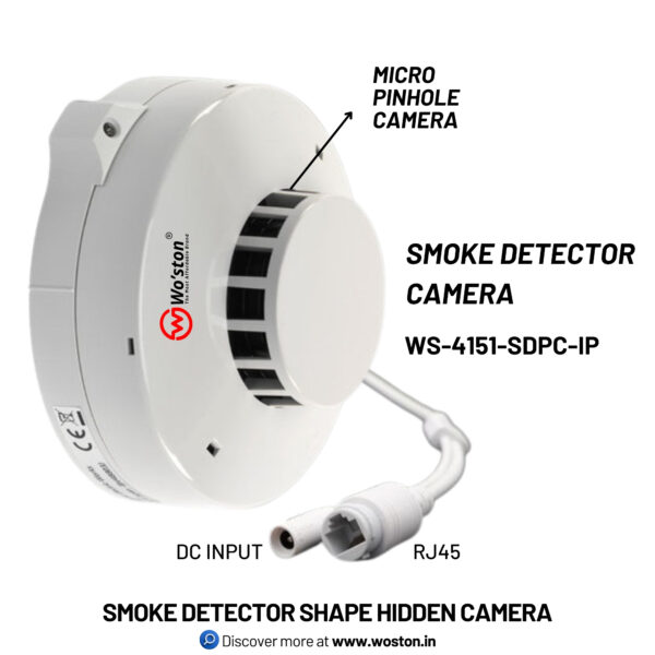 Wo'ston 4MP Smoke Detector Pinhole Hidden Network, Onvif, Wifi, SD Card, LAN, Audio Supported Camera, WS-4151-SDPC-IP - Image 2