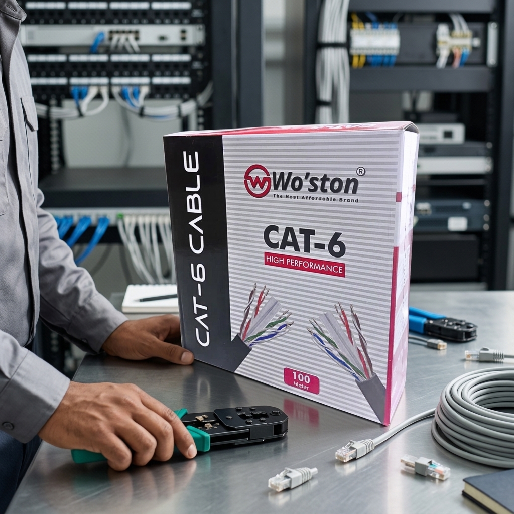 Woston Cat6 outdoor Copper Black LAN Network Cable High-Speed Ethernet WS-CATS-CO 4 Woston Cat6 networking cable cable 100 m (4)