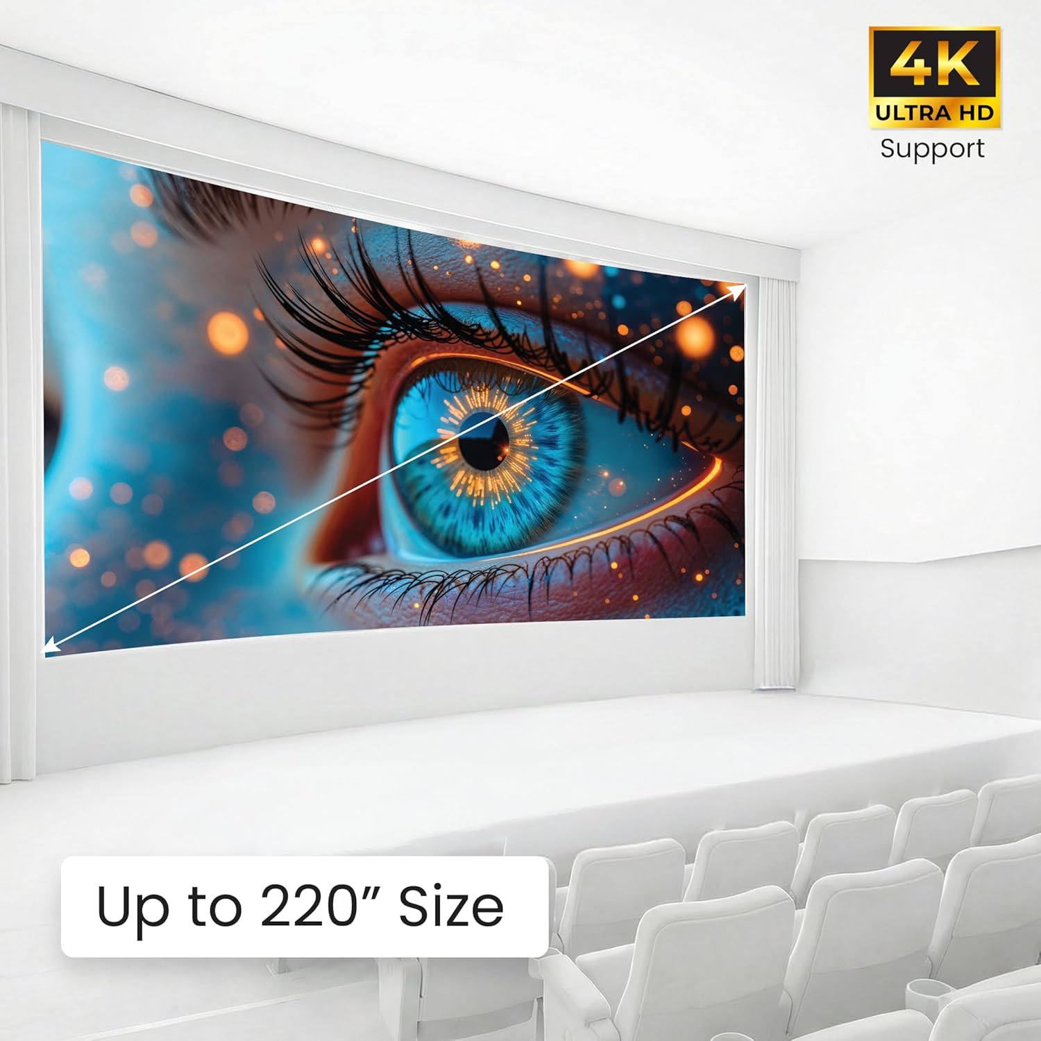OTEK Galaxy100 Smart Projector, Inbuilt Netflix & Prime, 1080P Native, 1100 ANSI Lumens, Auto Focus & Keystone, WiFi 6 & BT 5.4, 220” Display, Dual 8W Speakers - Image 3
