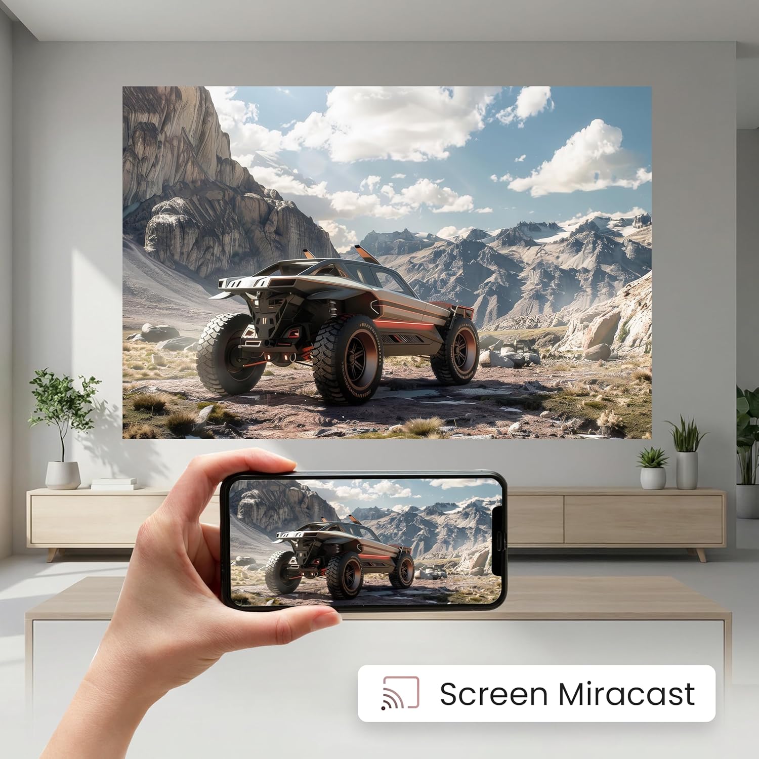 OTEK Galaxy100 Smart Projector, Inbuilt Netflix & Prime, 1080P Native, 1100 ANSI Lumens, Auto Focus & Keystone, WiFi 6 & BT 5.4, 220” Display, Dual 8W Speakers - Image 2