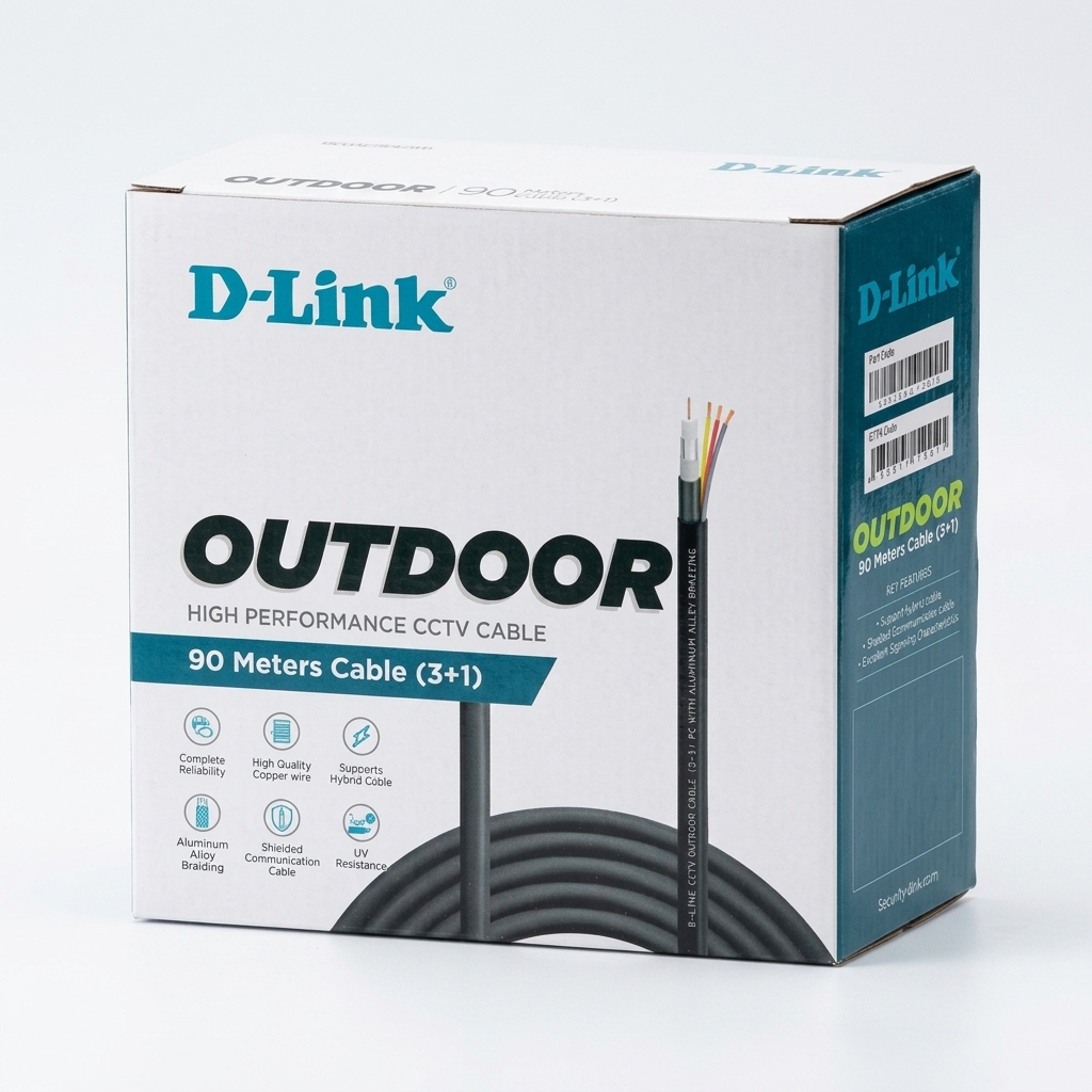 D-Link 90 Meter 3+1 Outdoor CCTV Cable with Copper Conductor & Foil Shielding DCC-CAL-90-O 1 D link outdoor cctv cable 90m (1)