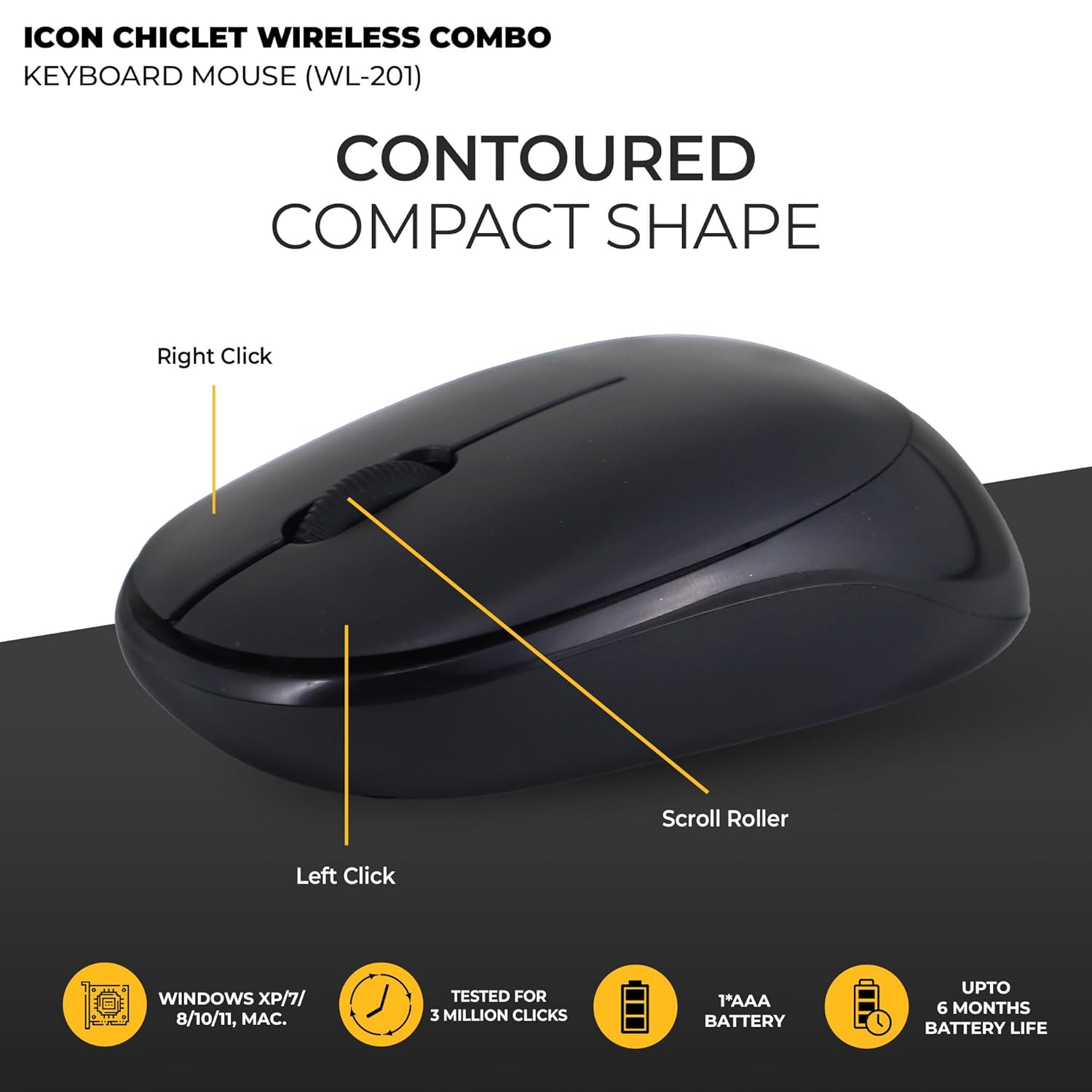 Lapcare WL-201 Wireless Keyboard & Mouse Combo | Comfortable and Reliable Wireless Productivity Combo 6 Lapcare Wireless Keyboard Mouse wl-201 2
