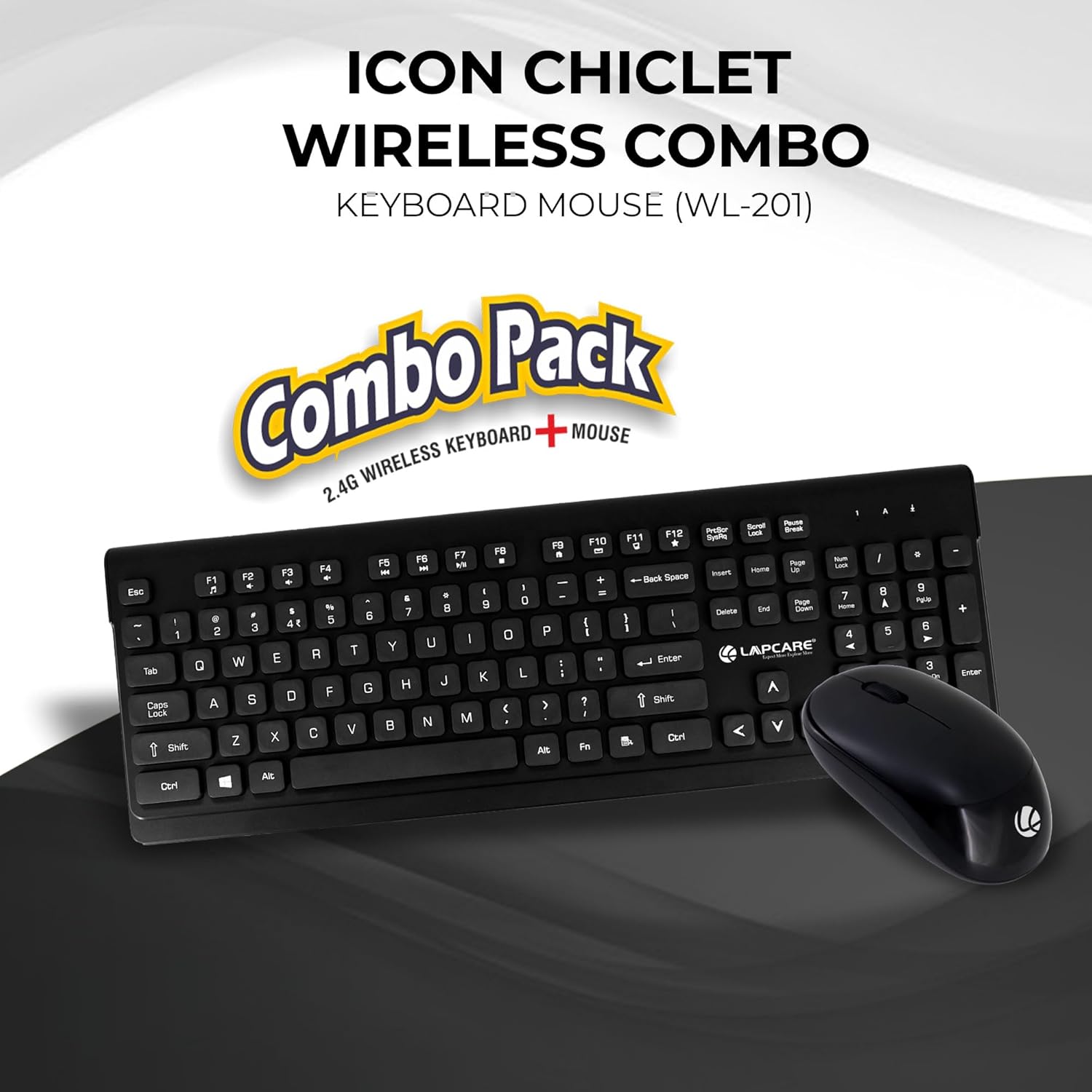 Lapcare WL-201 Wireless Keyboard & Mouse Combo | Comfortable and Reliable Wireless Productivity Combo 5 Lapcare Wireless Keyboard Mouse wl-201 3
