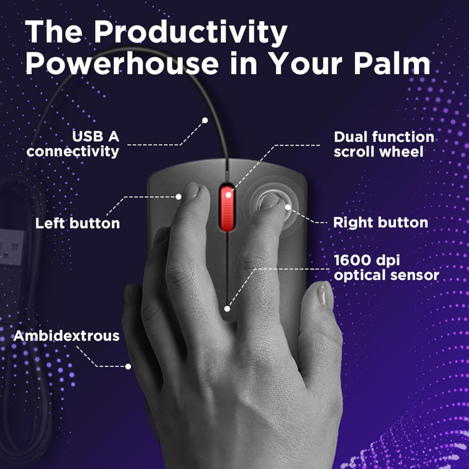 Lenovo Wired USB Optical Mouse 1600 DPI Ergonomic Plug & Play GY51L52636 6 Lenovo 120 wired usb 1