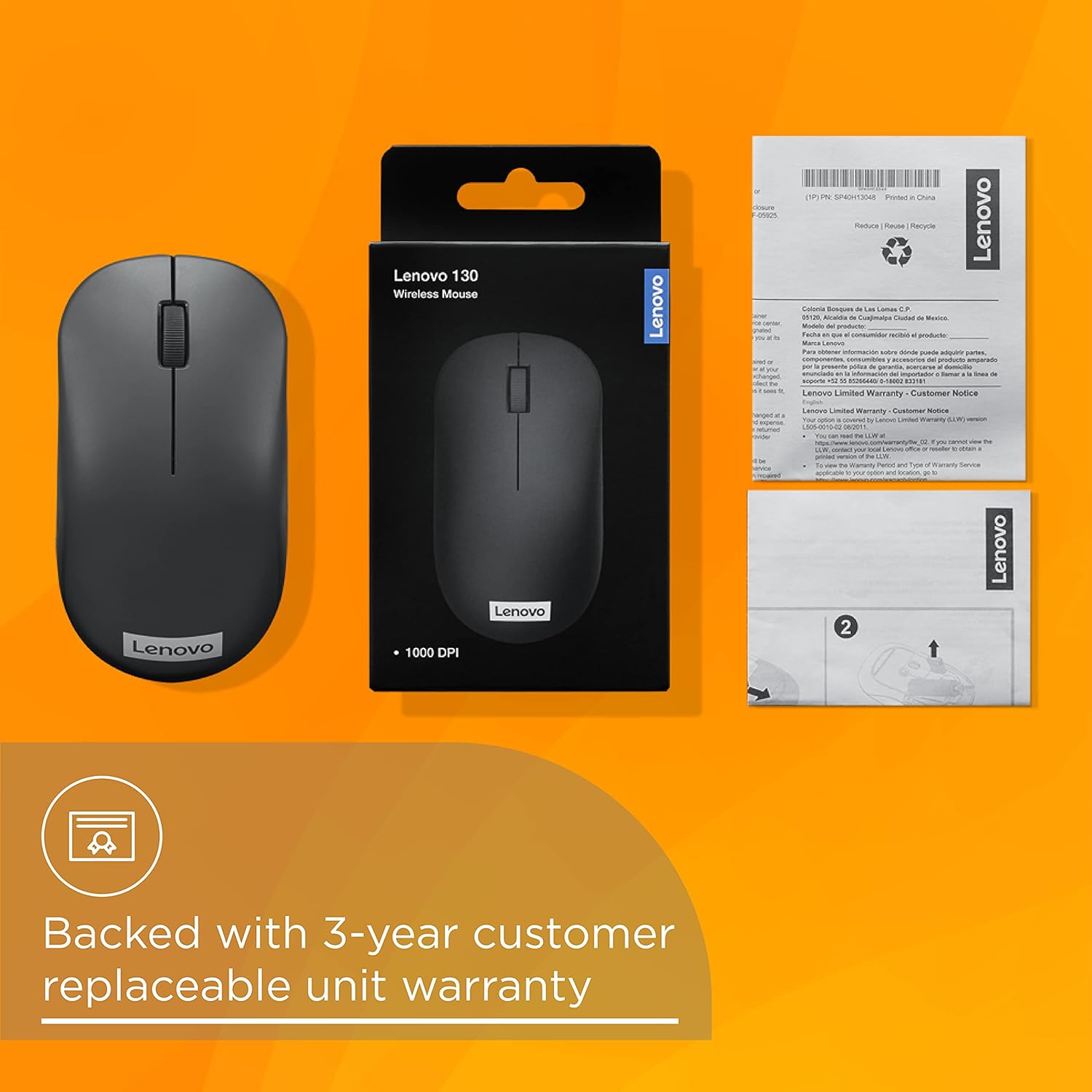 Lenovo Wireless Compact Optical Mouse 1000 DPI Nano USB GY51C12380 4 Lenovo Mouse 130 wireless compact 4