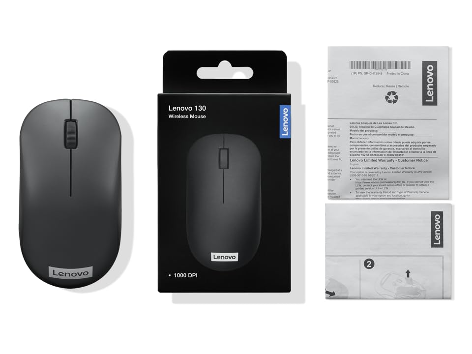 Lenovo Wireless Compact Optical Mouse 1000 DPI Nano USB GY51C12380 3 Lenovo Mouse 130 wireless compact 5