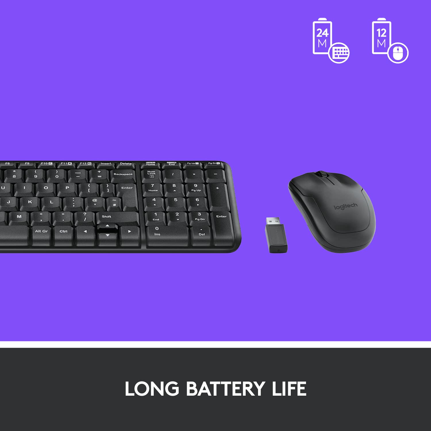 Logitech Compact Wireless Keyboard and Mouse Combo 2.4GHz USB Receiver MK220 3 Logitech Keyboard Mouse mk220 3