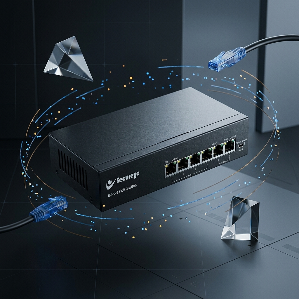 Secureye 4 Port PoE Switch 2 Uplink 100Mbps CCTV Network Switch S-4FE-2UE-L-NB 4 Secureye Poe Switch (2)