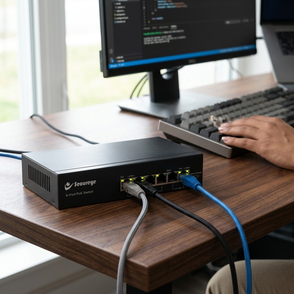 Secureye 4 Port PoE Switch 2 Uplink 100Mbps CCTV Network Switch S-4FE-2UE-L-NB 2 Secureye Poe Switch (4)