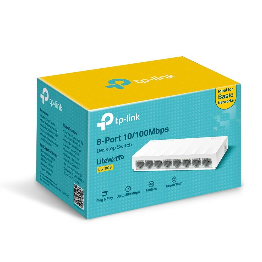 TP-Link LS1008 8-Port Fast Ethernet Unmanaged Desktop Switch | Plug & Play Network Hub 1 Tp-Link LS1008 8 port ethernet switch