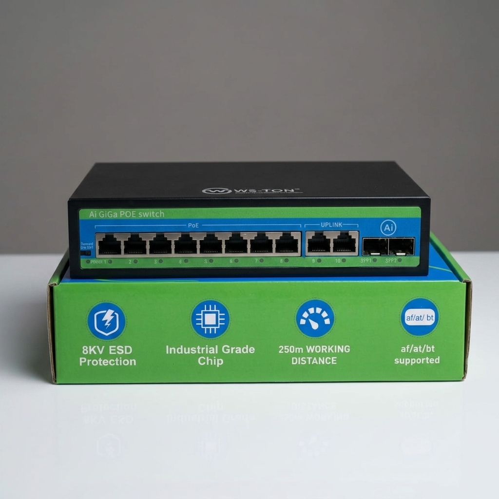 Woston AI Gigabit PoE Switch 8 Port 2 Uplink 2 SFP Fiber WS-PNS-G8G2F2 4 Woston poe switch g8g2f2 (2)