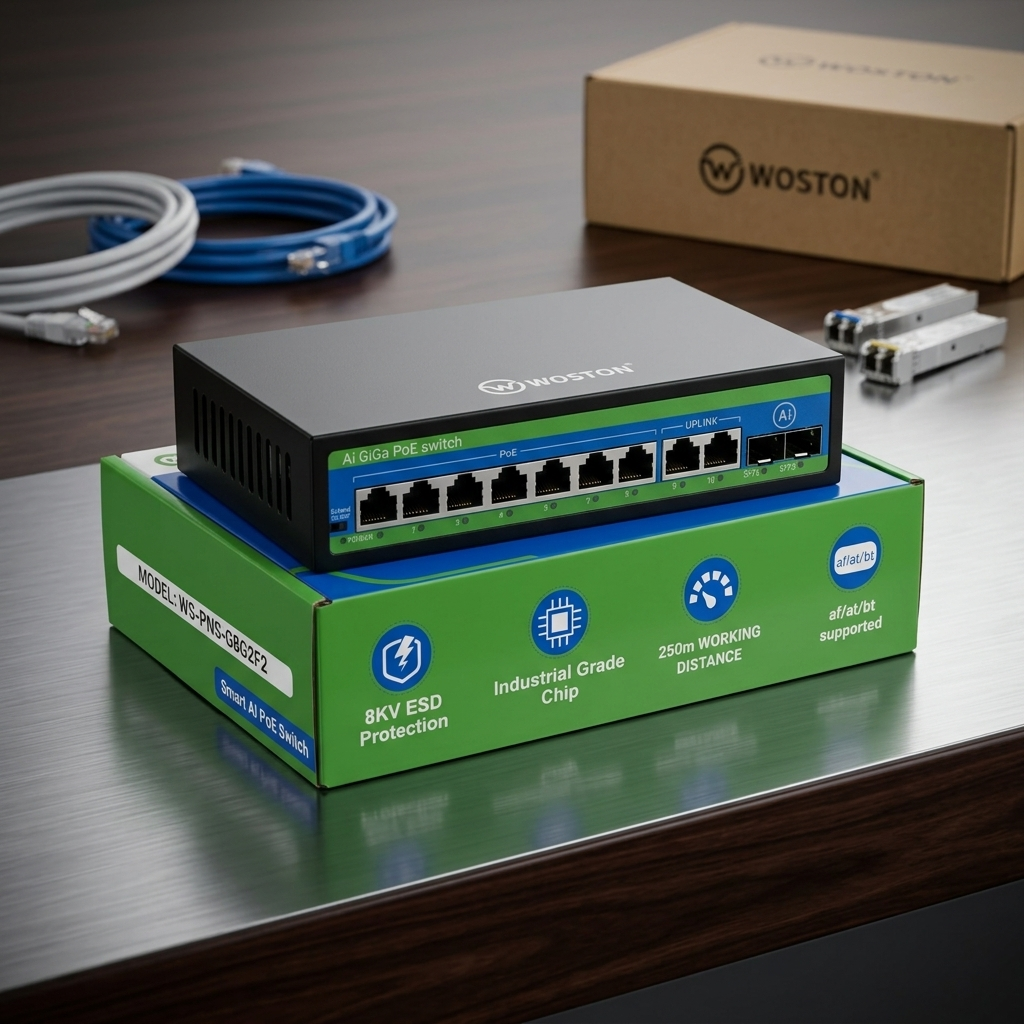 Woston AI Gigabit PoE Switch 8 Port 2 Uplink 2 SFP Fiber WS-PNS-G8G2F2 3 Woston poe switch g8g2f2 (3)