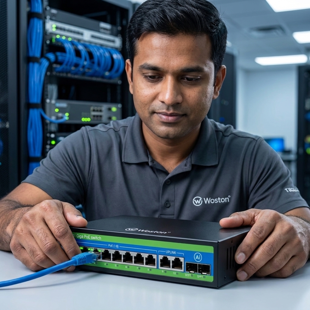 Woston AI Gigabit PoE Switch 8 Port 2 Uplink 2 SFP Fiber WS-PNS-G8G2F2 6 Woston poe switch g8g2f2 (5)
