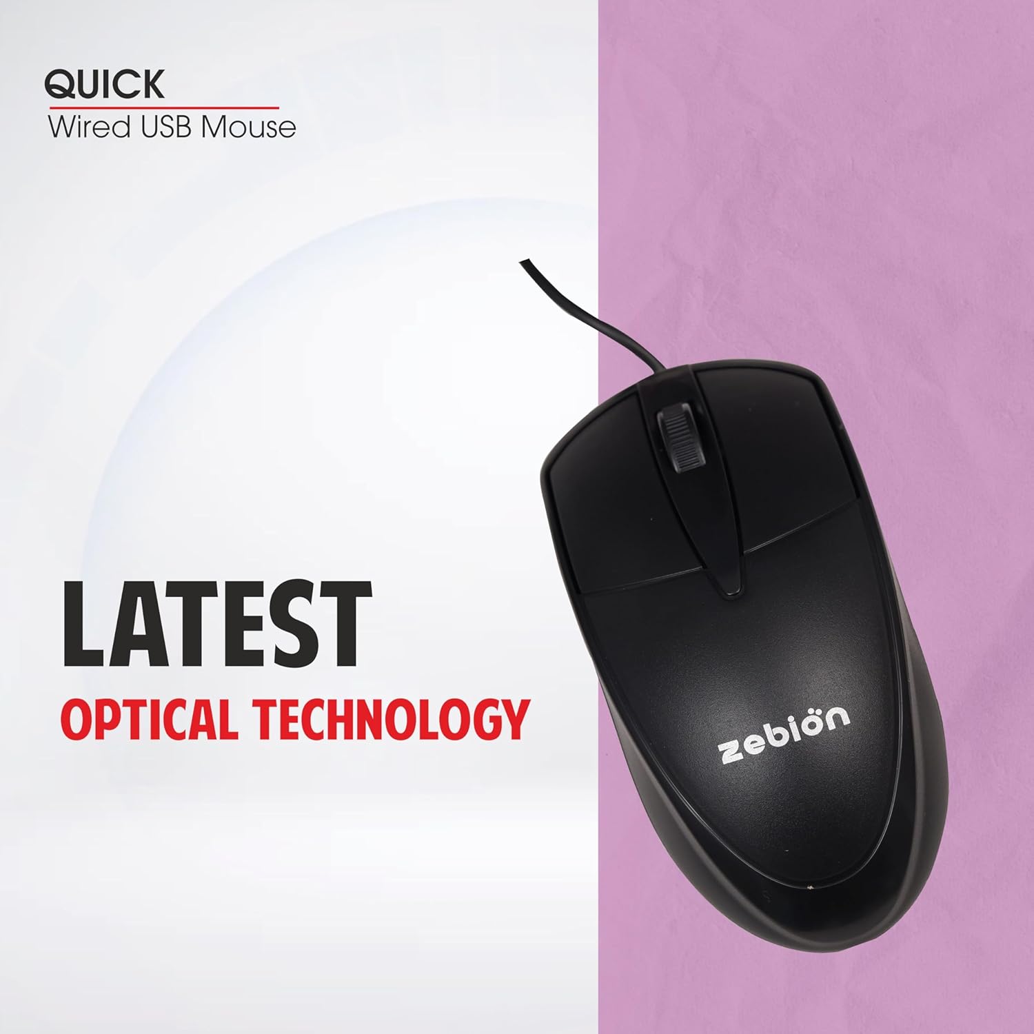 Zebion Quick USB Optical Wired Mouse 1000 DPI Ergonomic MOU0055 2 Zebiion Quick Wired mouse 1000 dpi 2