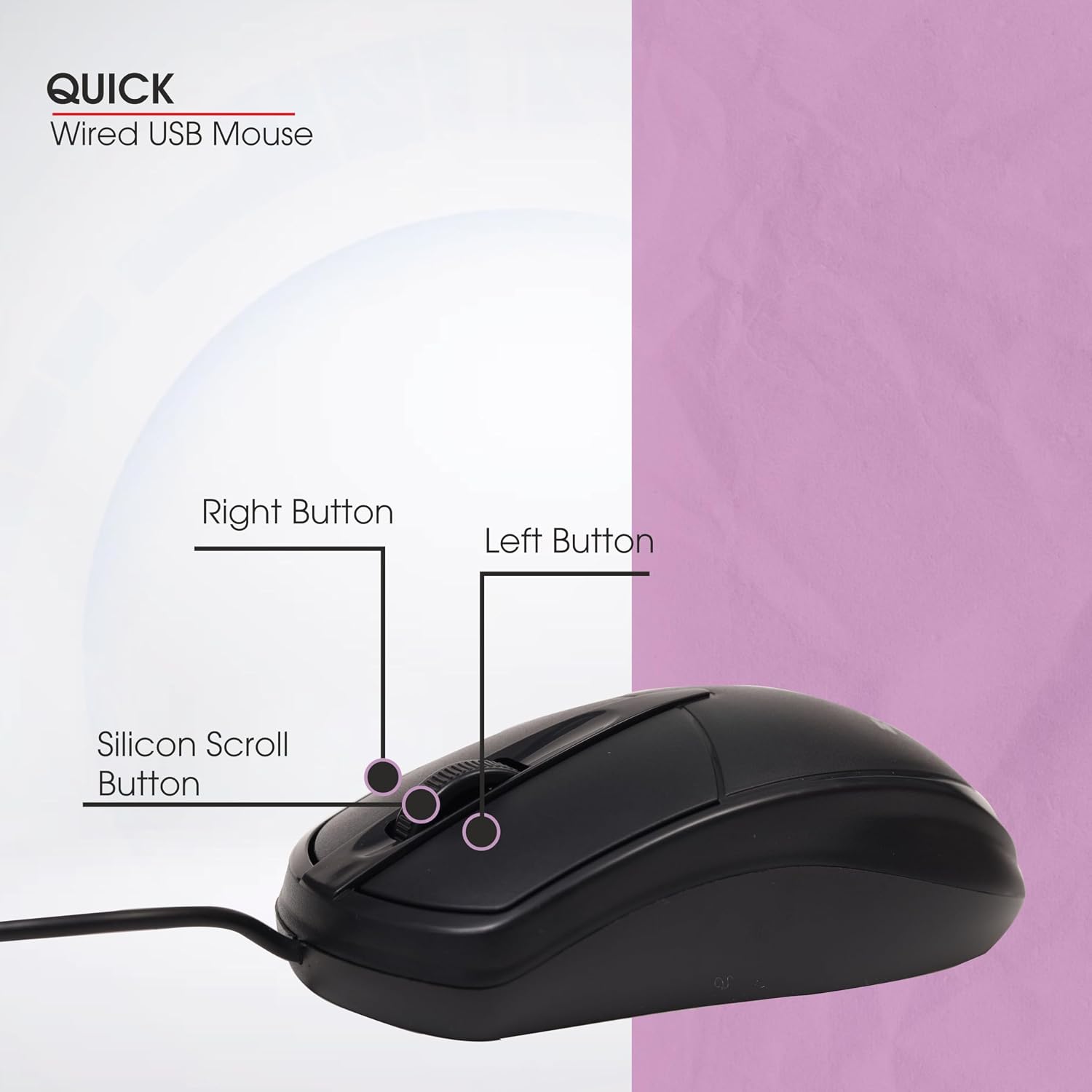 Zebion Quick USB Optical Wired Mouse 1000 DPI Ergonomic MOU0055 3 Zebiion Quick Wired mouse 1000 dpi 3
