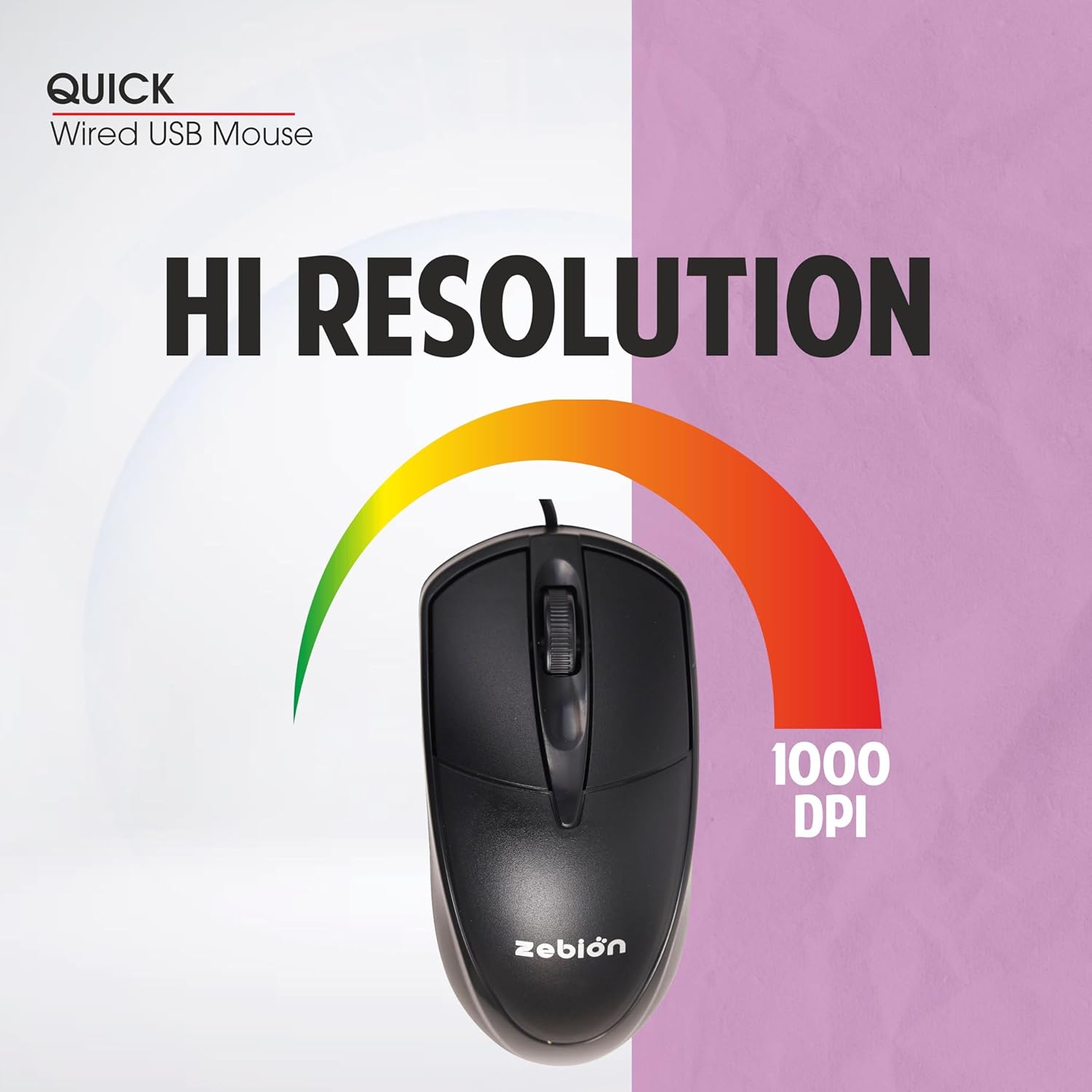 Zebion Quick USB Optical Wired Mouse 1000 DPI Ergonomic MOU0055 5 Zebiion Quick Wired mouse 1000 dpi 5