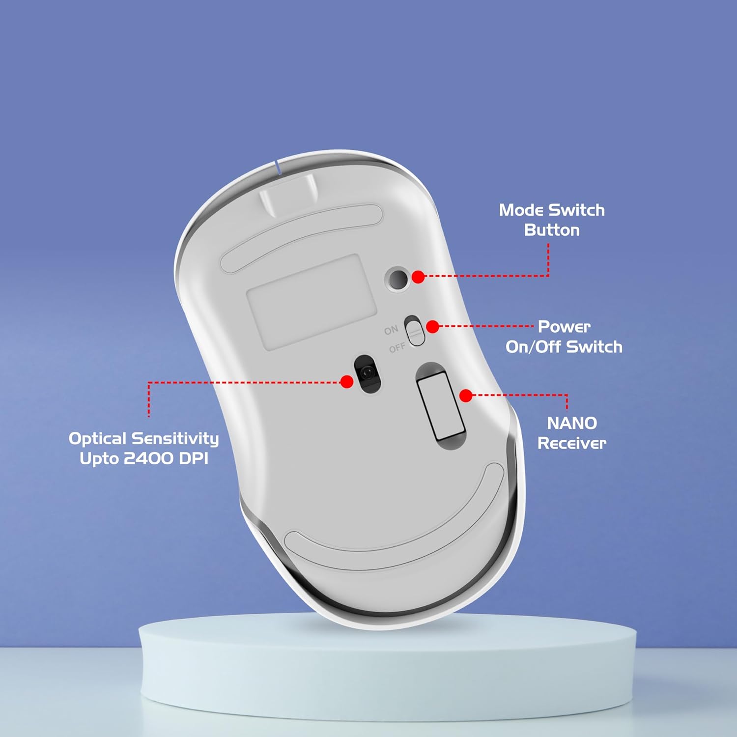 Zebion Connect-3 Rechargeable Triple Mode Wireless Mouse Bluetooth 5.3 White 7 Zebion Connect 3 wireless mouse bluetooth 1