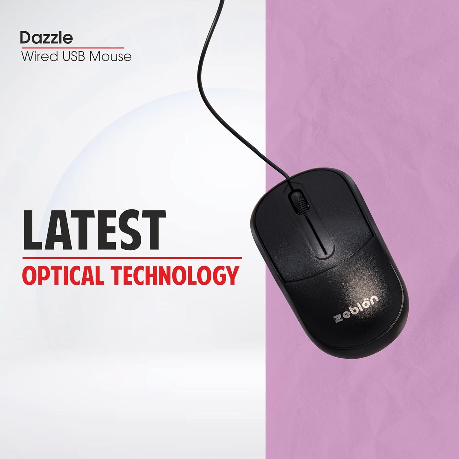 Zebion Dazzle Wired USB Optical Mouse 800 DPI Ergonomic Design 4 Zebion Dazzle USB Mouse 2
