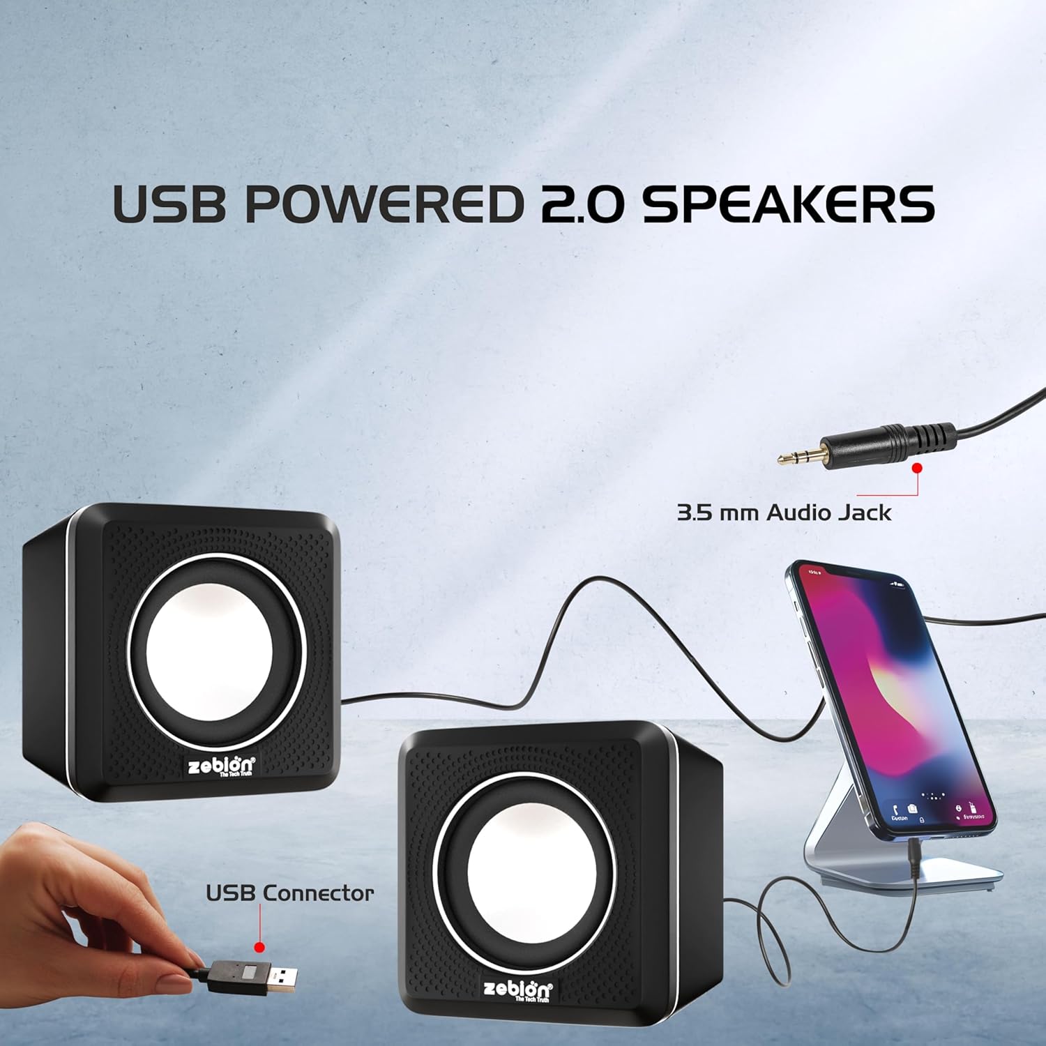 Zebion Muze Twin USB Powered 2.0 Multimedia Speakers 6W 6 Zebion Desktop Speaker muze twin 2