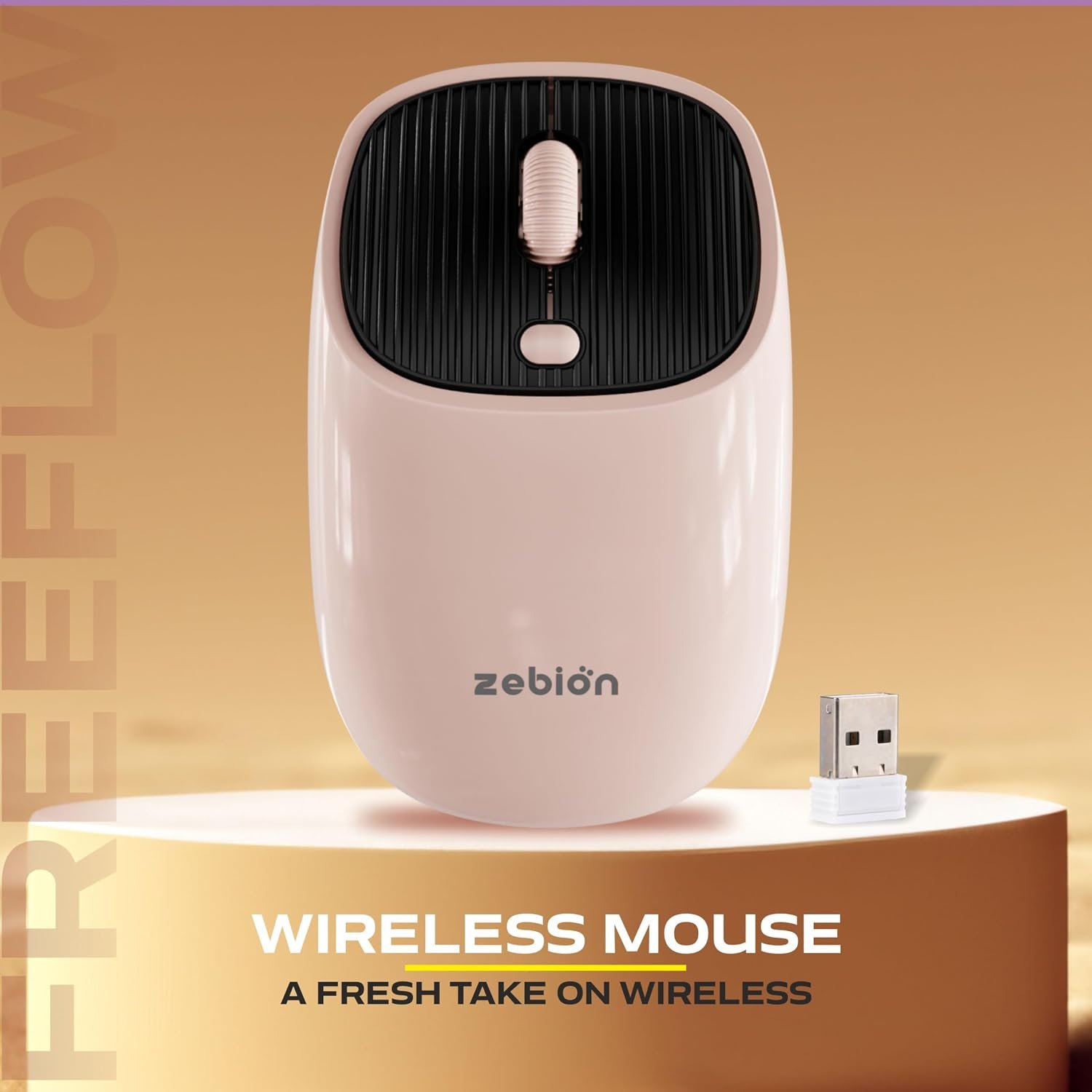 Zebion Free Flow 2.4GHz Wireless Mouse with 3 DPI Levels 4 Buttons Sand Brown 3 Zebion Free Flow wireless Mouse 1