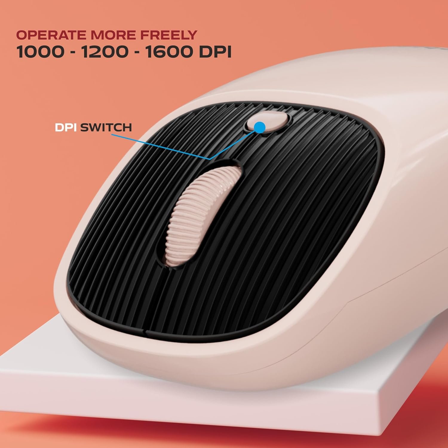 Zebion Free Flow 2.4GHz Wireless Mouse with 3 DPI Levels 4 Buttons Sand Brown 4 Zebion Free Flow wireless Mouse 4