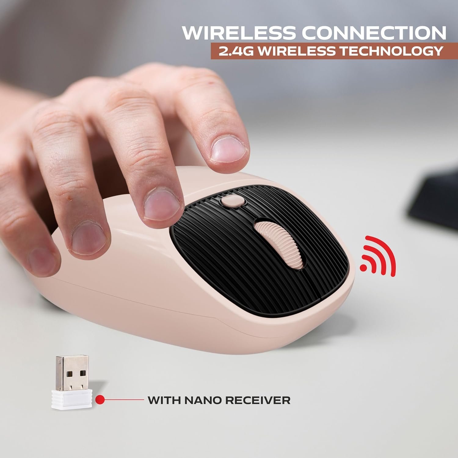 Zebion Free Flow 2.4GHz Wireless Mouse with 3 DPI Levels 4 Buttons Sand Brown 2 Zebion Free Flow wireless Mouse 5