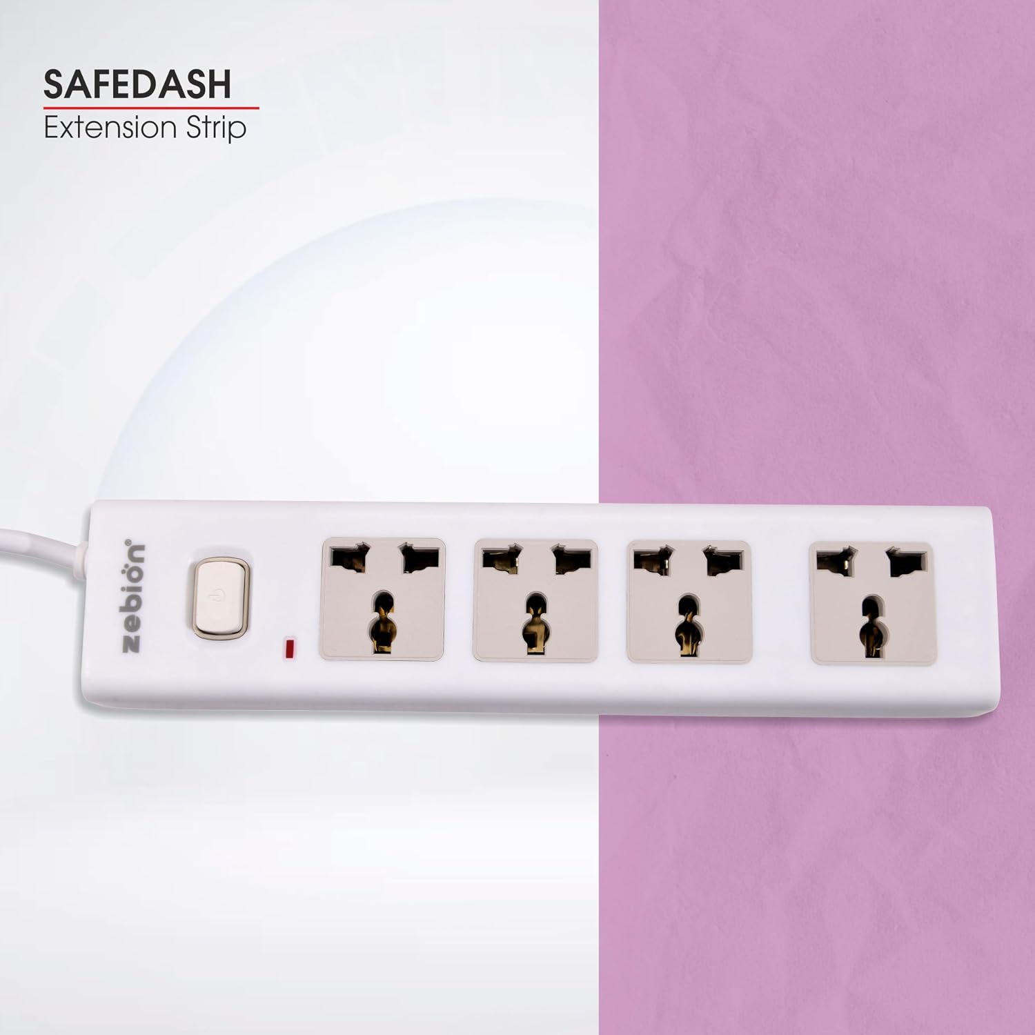 Zebion Safedash Extension Board 4 Universal Sockets 2 Meter Cable 10A White 4 Zebion Safedash Extension Board 3