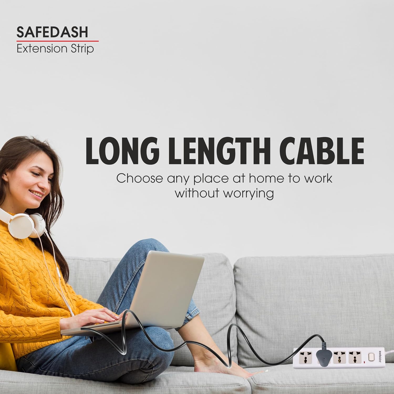 Zebion Safedash Extension Board 4 Universal Sockets 2 Meter Cable 10A White 3 Zebion Safedash Extension Board 4