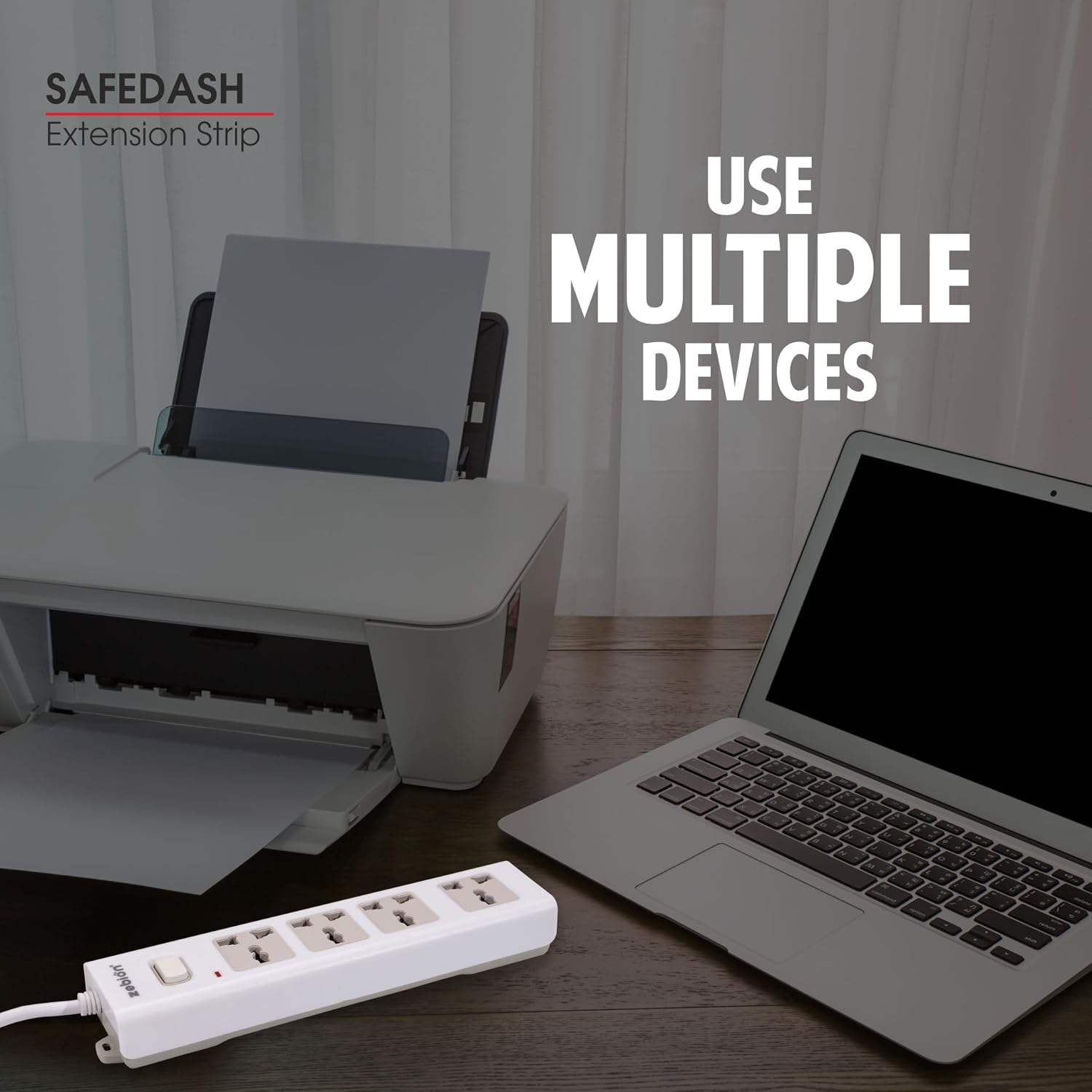 Zebion Safedash Extension Board 4 Universal Sockets 2 Meter Cable 10A White 2 Zebion Safedash Extension Board 5