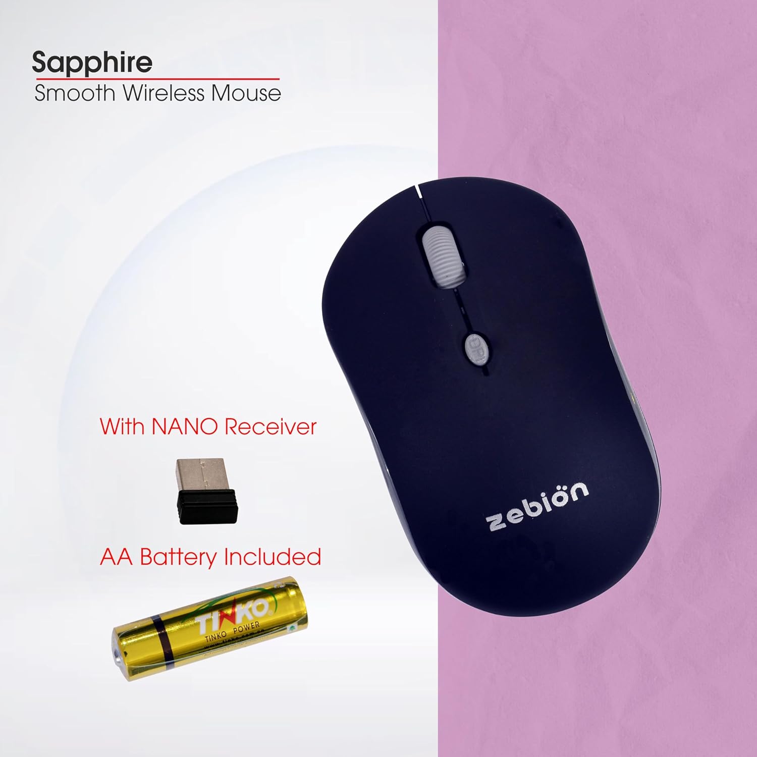 Zebion Sapphire Lightweight Wireless Optical Mouse 1600 DPI Black 7 Zebion Sapphire wireless optical mouse 1