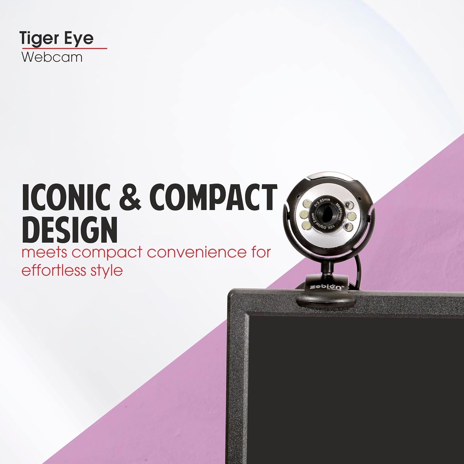 Zebion Tiger Eye HD USB Webcam with Mic & LED Lights 30FPS 2 Zebion Tiger eye digital webcam 7