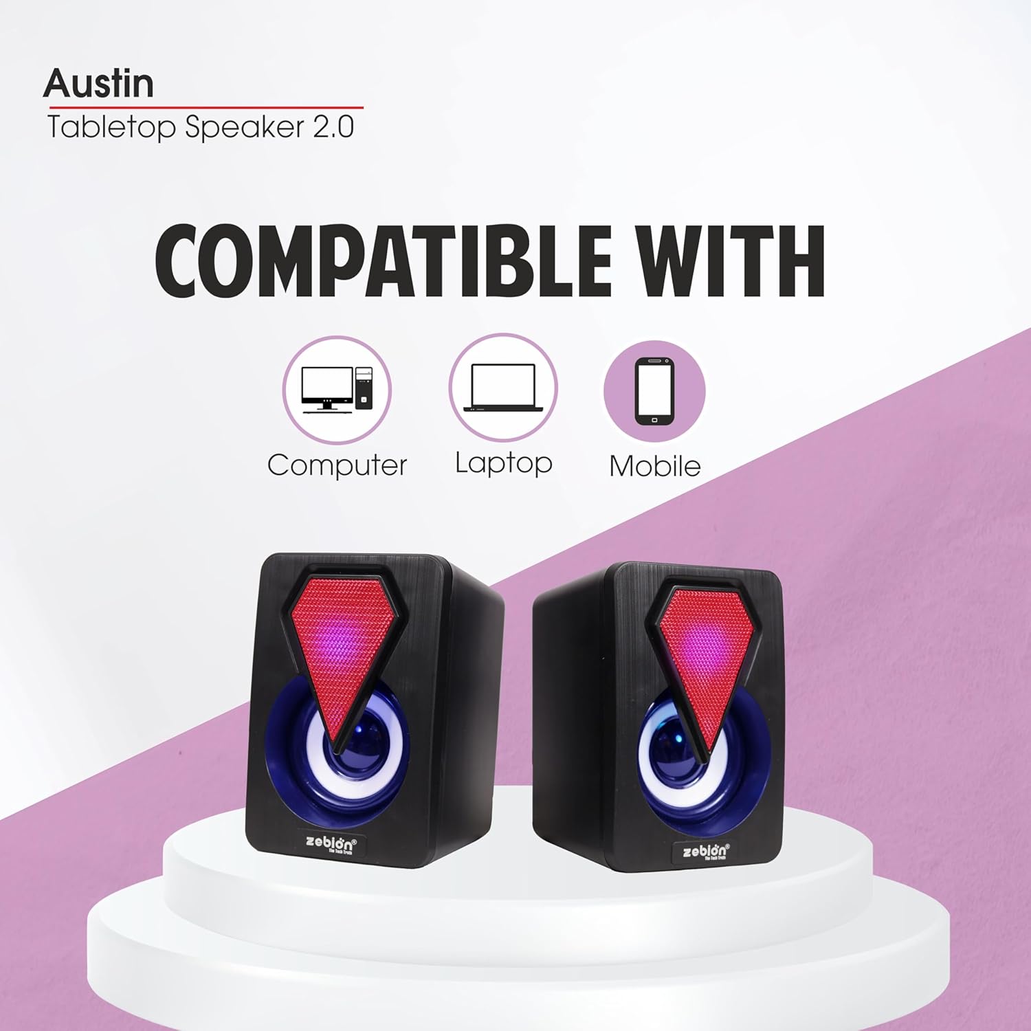 Zebion Austin RGB USB Gaming Multimedia Speakers 6W 2.0 Stereo 7 Zebion desktop speaker austin gamming 1