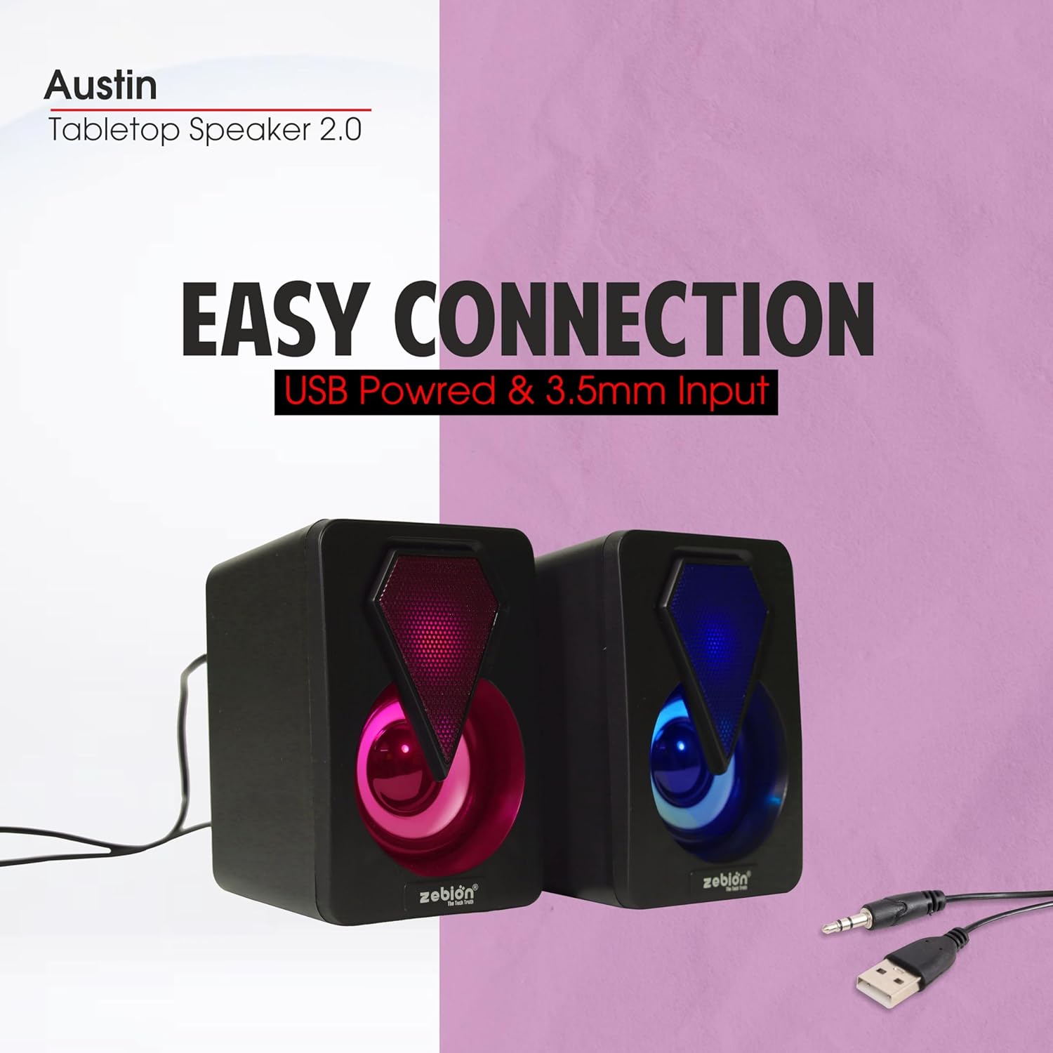 Zebion Austin RGB USB Gaming Multimedia Speakers 6W 2.0 Stereo 4 Zebion desktop speaker austin gamming 4