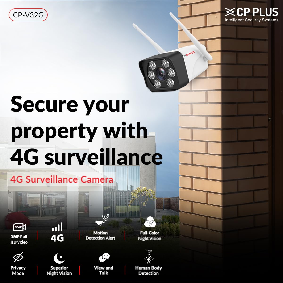 CP Plus 3MP 4G SIM Outdoor Bullet Camera with RJ45 Port CP-V32G 5 Cp Plus 3mp 4G Bullet Camera cp-v32g 1