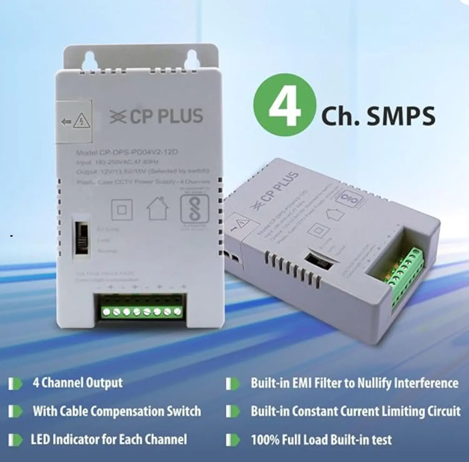 CP Plus 4 Channel Metal CCTV SMPS 12V Premium Plastic Body Power Supply CP-DPS-MD50P-12D 2 Cp Plus SMPS power Supply 4ch CP-DPS-PD04V2-12D 1