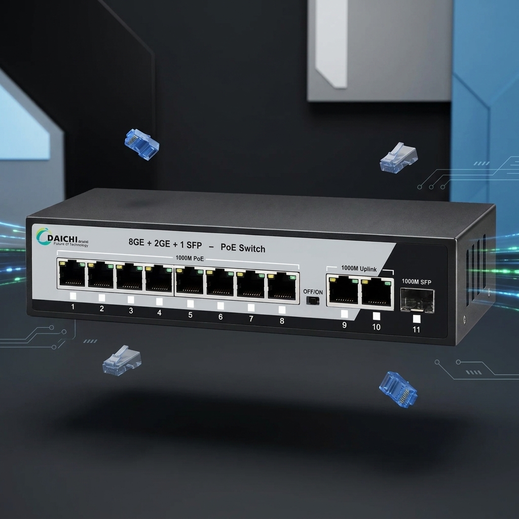 DAICHI GIGA 8+2 Gigabit PoE Switch with 8 PoE Ports, 2 Gigabit Uplink Ports & IEEE 802.3af/at Support DIPOE82G 3 Daichi POE Switch 8+2 Giga (2)