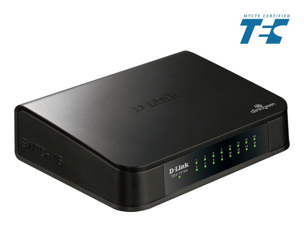 D-Link DGS-1016A 16-Port Gigabit Unmanaged Switch Fanless Plug & Play 3 D-Link POE Switch 16ch Unmnaged POE Swtich DES-1016A 1