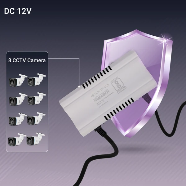 ZEBRONICS 8 Channel CCTV SMPS DC 12V with Metal Body & Protection Circuit ZEB-PSSO8CH 3 Zebronics 8CH power supplu smps PSSO8CH 1